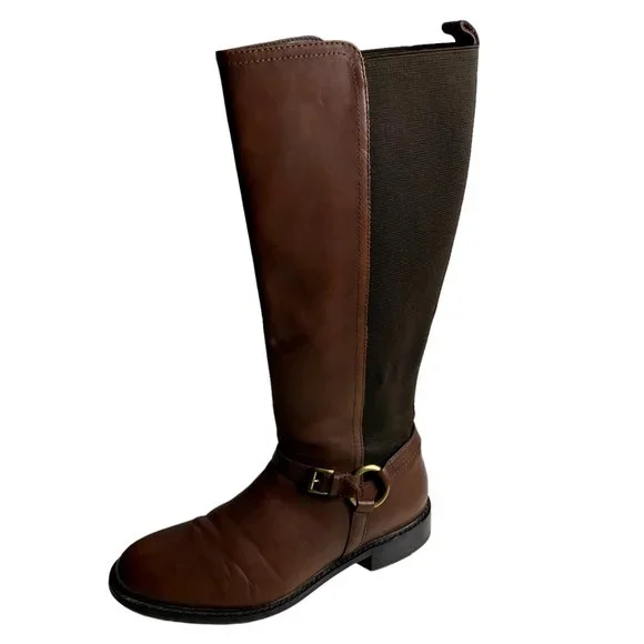 Johnston & Murphy Women's Brown Knee-High Riding Boots- genuine leather - Picture 1 of 16